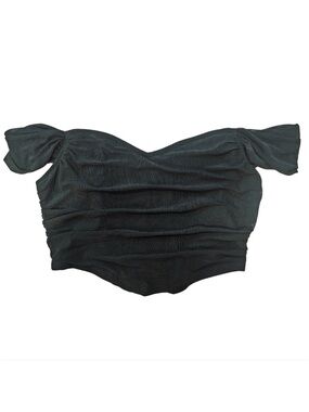 off-shoulder corset size LARGE ruched mesh top with sweetheart neckline